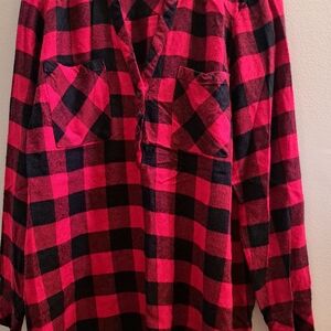 Torrid Black and Red Checkered Long Sleeve Top Size 0X